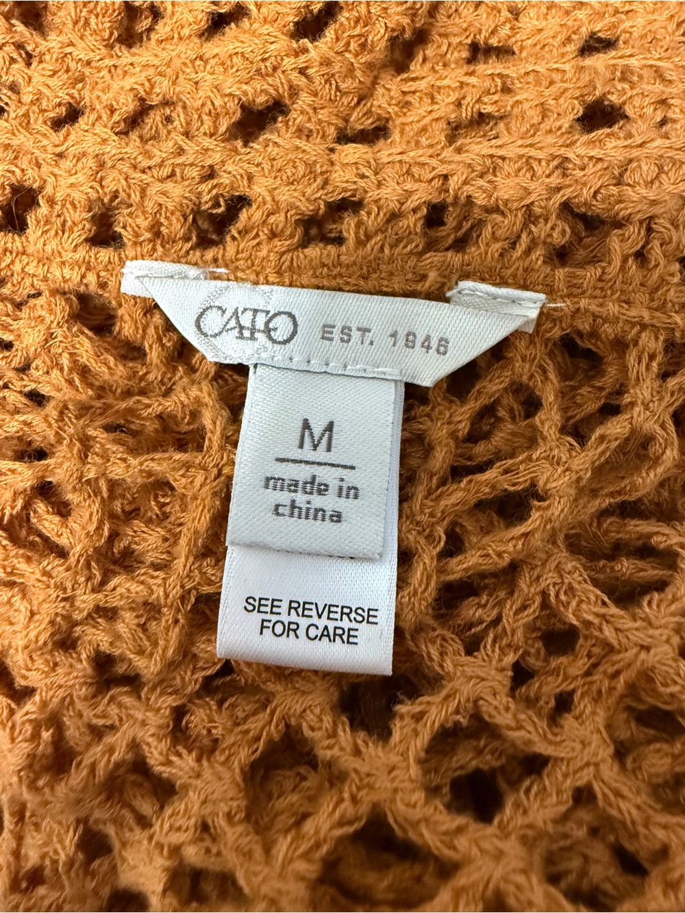 #1) Crochet Openwork V-Neck Tunic in Burnt Orange - Picture 7 of 7